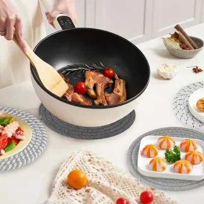 Produktbild von Set von 4 runden hitzebeständigen Topfuntersetzern - absorbierend und rutschfest, 18 cm