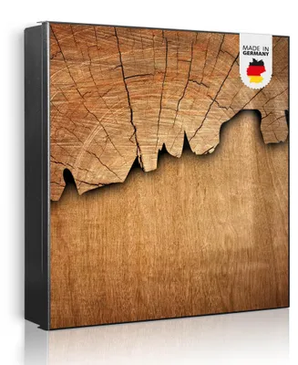 Produktbild von banjado Schlüsselkasten aus Metall, 30x30cm groß mit 32 Haken, als Magnettafel nutzbar, Korpus schwarz, Anschlag rechts, Holz [SKG1 10447]