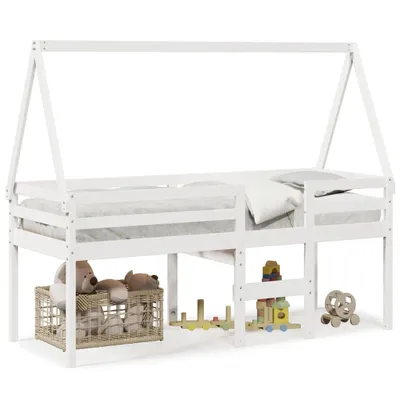 Obrázok produktu pre Maison Exclusive - Vysoká posteľ so strechou biela 80x200 cm borovicový masív