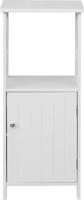 Produktbild von Rebecca Mobili Badezimmerschrank mit 1 Tür und 1 Regal aus weißem Holz