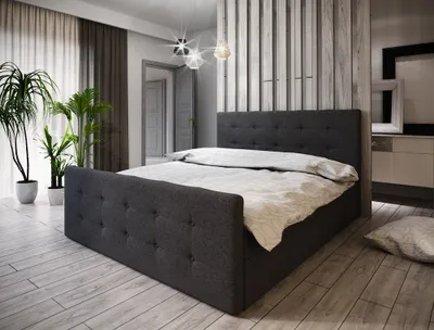 Produktbild von Boxspring-Doppelbett VASILISA 1 – 200x200, Anthrazit