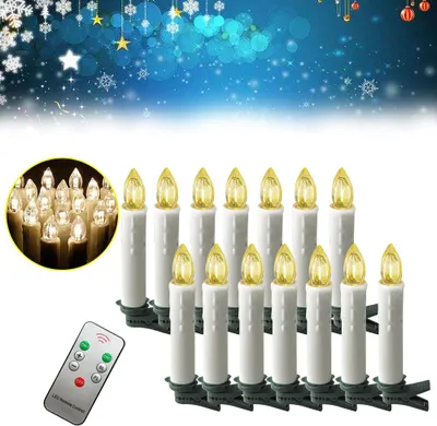 Productafbeelding van XINZI 50 LED-kaarsen - Vlamloze kerstkaarsen, warmwit, met klemmen, afstandsbediening en timer, geschikt voor kerstdecoratie, feestjes en bruiloften