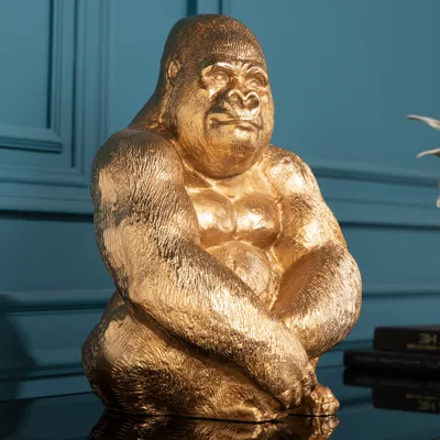 Produktbild von riess-ambiente Dekorative Gorillafigur KONG 40cm gold handmade Metall Skulptur Dekoration