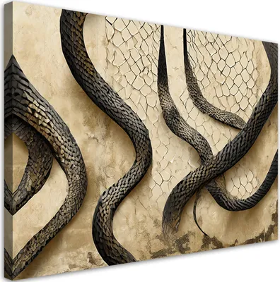 Produktbild von Leinwandbild Schlangenhaut Textur Glamour 90x60 Feeby Beige bild für die wand bereit zum aufhängen