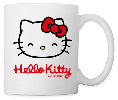 Produktbild von Spreadshirt Hello Kitty Lächelnd Mit Schriftzug Tasse, One size, Weiß