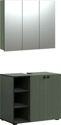 Immagine prodotto di trendteam Bagno Combinazione a 2 pezzi PureBliss, melamina verde/nero, L/A/P ca. 90/186/53 cm