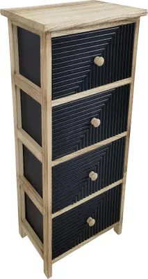 Immagine prodotto di Milani Home - cassettiera stretta in legno 4 cassetti, nero, 34 x 25 x 77 cm