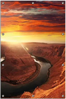 Produktbild von Wallario Outdoor-Poster für Garten oder Balkon, Motiv Grand Canyon bei Sonnenuntergang, in ca. 80 x 120 cm