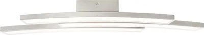 A modern, curved LED wall and ceiling light fixture in a brushed nickel finish, shown against a white background.