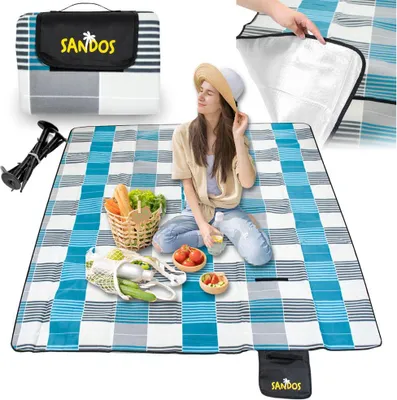 Obrázek produktu pro Plážová deka na piknik, izolační, 200 x 200 mm, s kotvami, voděodolná, velká