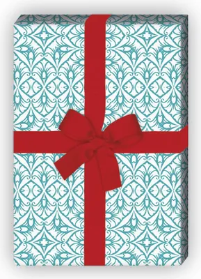 Produktbild von Orientalisches Geschenkpapier mit Blumen Mosaik, türkis - G8561, 32 x 48cm