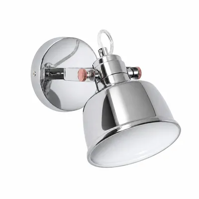 Productafbeelding van Wandlamp E14, verchroomde metalen lamp in industriële stijl met verstelbare kap van 15 cm diameter en koperen details, AI-gegenereerde afbeelding