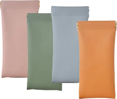 Produktbild von 4 Brillenetui, Brillenetui Weich Kunstleder Weiches Brillenetui Schutzhülle, Brillenhülle, Brillenetui Damen Sonnenbrillen Etui, Brillen Etui, Brillentasche Tragbar Wasserdicht Sonnenbrillen Beutel