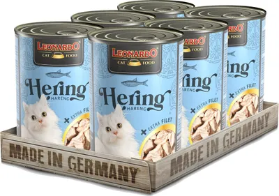 Produktbild von LEONARDO Hering + extra Filet, 6x400 g - Katzenfutter Nassfutter Katze