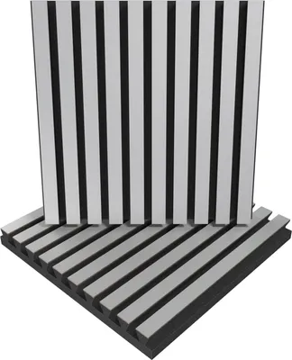 Obrázok produktu pre 2-pack - Lamelový akustický panel s difúznym pohlcovaním zvuku | 50 x 50 x 5 cm | Farba: (POLE, biela)