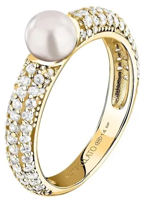 Obrázek produktu pro Pozlacený prsten s pravými perlami a zirkony Pearl SXU510 – obvod: 52 mm