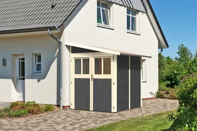 Produktbild von Karibu Gartenhaus Gerätehaus Wandlitz 2 terragrau 181x181x230 cm