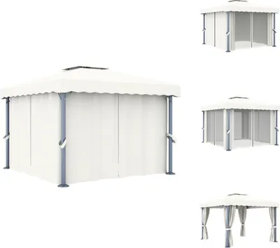 Immagine prodotto di vidaXL Padiglione con tenda 3x3 m in alluminio bianco crema - Padiglioni e tende per feste
