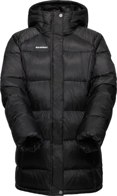 Schwarzer Mammut Glacier Glow IN Hooded Parka mit Kapuze und Steppnähten
