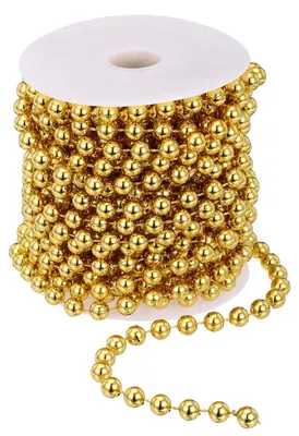 Perlenkette 8 mm, 10 m, Gold, Kunststoff, für DIY und Dekoration