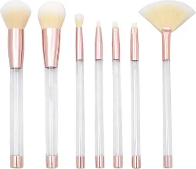 Produktbild von 7 Stück Professionelle Make-up Pinsel Foundation Lidschatten Set Holz Griff + Nylon Haar Rosa / Gold