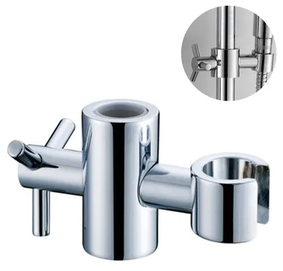 Obrázek produktu pro Náhradní držák ruční sprchy, výškově i úhlově nastavitelný, z masivní mosazi, stříbrný, 24 mm / 25 mm