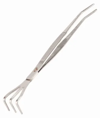 Obrázek produktu pro Nástroj na úpravu půdy pro bonsaje 2 v 1 – nerezový hrábě na kořeny a pinzeta s ergonomickou rukojetí
