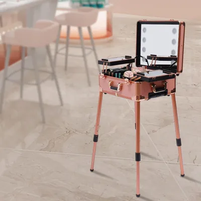 Immagine prodotto di Carrello per cosmetici - Valigetta per il trucco - Beauty case - Carrello portaoggetti - Carrello per il trucco - Rosa oro