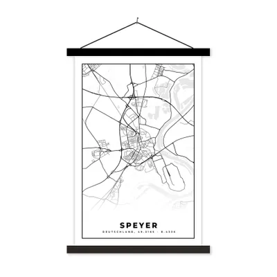 Produktbild von MuchoWow® Textilposter Speyer - Karte - Stadtplan - Karte 120x180 cm mit schwarzem Rahmen - Fotos