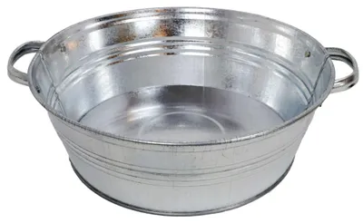 Produktbild von Zinkwanne rund 13 Liter – Wasserdichter Miniteich, Getränkekühler & Pflanzschale – mit stabilen Griffen