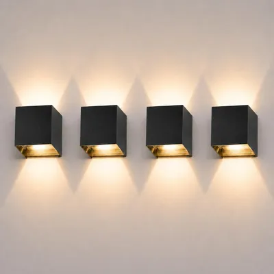 Productafbeelding van Led-wandlamp, 4 stuks, 12 W, warmwit, IP65 waterdicht