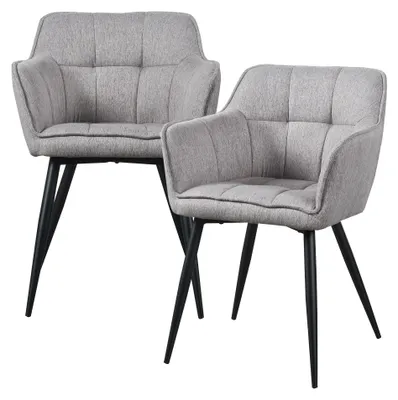 Imagen del producto de Juego de 2 sillas de comedor "Birmingham" con reposabrazos, tapizadas en tejido gris