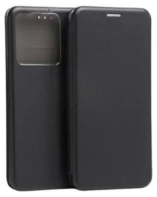 A black flip case for a smartphone, shown closed.