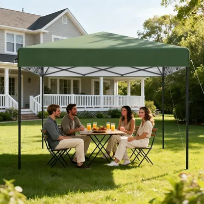 Produktbild von NAIZY 3x3 m Pop-Up Faltpavillon, Ein-Knopf Schnellaufbau, wasserdicht & UV-beständig, ohne Seitenteile, inkl. Tasche & Zubehör – Grün