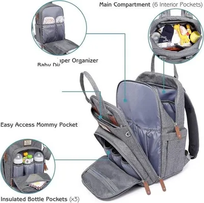 Produktbild von Famanu Babykommode Rucksack mit Tragbarem Wickelkissen - Multifunktional für Eltern