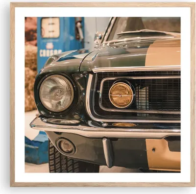 Produktbild von Gerahmtes Poster - Rahmen in heller Eiche - Abdeckung Ford Mustang - 60x60 cm - Wand Bild - Wanddeko - Wandbilder - Kunstposter - Wandposter - Bilderrahmen - Bilder - Kunstdruck - P2NAC60x60-4480