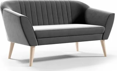 Produktbild von BETTSO Klassisch Sofa 2 Sitzer Scandinavisches Design Holzbeinen Elegantes Couch Polstersofa für Wohnzimmer PIRS 2 Grau