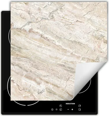 Produktbild von DarHaus Herdabdeckplatte 60x52 cm Anti Rutsch Matte Aufrollbar, beige - Marmor