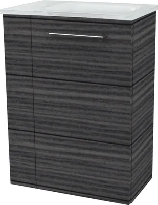 Produktbild von Fackelmann SBC B. PERFEKT Gäste WC Set 2-teilig 45 cm, Anthrazit Holzoptik, rechts, Glas Weiß