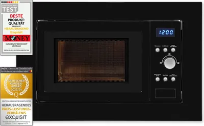 Produktbild von Exquisit Einbau-Mikrowelle EMW 1770-G-D-030 schwarz | Grill | max. 1000 W | Garraum 17 l | Schwarz-Glas Front