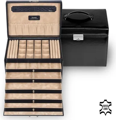 Produktbild von 85.120.010443 - Schmuckkasten Nina new classic schwarz Leder
