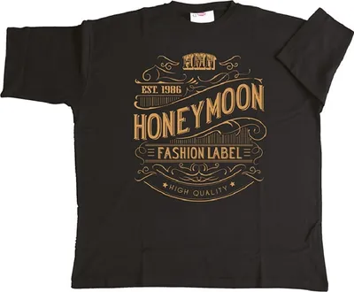 Produktbild von Übergrößen Designer T-Shirt HONEYMOON "Vintage" Schwarz 8XL