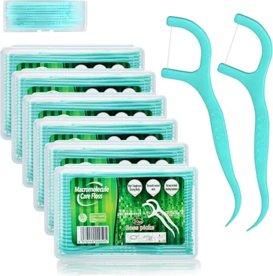 Image de Dental Floss paquet de 340 sticks interdentaires design en forme de Y bleu-vert