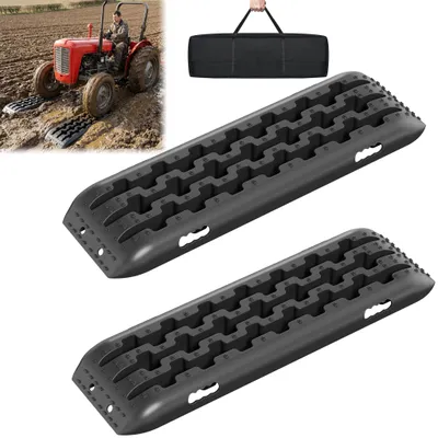 Produktbild von YARDIN Anfahrhilfe 2er-Pack Schwarz, Traktionshilfe Wohnmobil bis 10 Tonnen, HDPE Rettungsplatte für Sand Schlamm Schnee mit Tragetasche