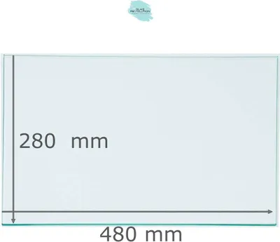 Produktbild von Kühlschrank Einlegeboden - Klarglas 4 mm - eckige Ecken - 480 mm x 280 mm - (89,96 EUR / qm - Mindestbfl. 0,25 qm - Kantenb. 5,35 EUR / lfm)