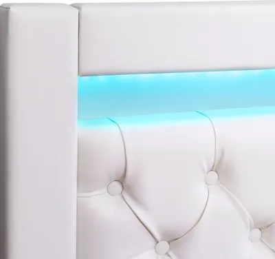 Produktbild von Flieks Polsterbett mit Stauraum und Lattenrost, Boxspringbett 180x200cm Doppelbett mit Led, Stauraumbett Funktionsbett,weiß