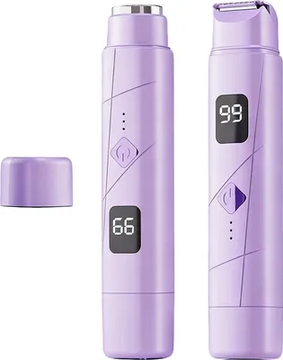 Produktbild von Damen Elektrischer Rasierer, 2-in-1 Trimmer, USB aufladbar, IPX7 wasserdicht, LCD Akkuanzeige, sanft & hautschonend für Gesicht & Körper, Reisegröße