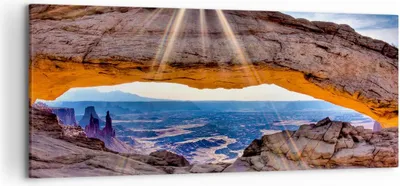 Produktbild von Bild auf Leinwand - Leinwandbild - Felsen Ansicht Landschaft - 120x50cm - Wand Bild - Wanddeko - Leinwanddruck - Bilder - Kunstdruck - Wanddekoration - Leinwand bilder - Wandkunst - AB120x50-0184