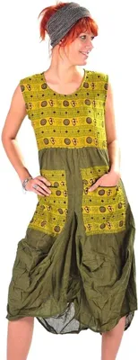 Produktbild von Kleid Trägerkleid Maxikleid Abendkleid Sommerkleid Strandkleid Kleider Ärmellos Ethno Goa Nepal, grün