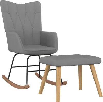 Image de Chaise à bascule avec tabouret en polyester 61 x 98 x 78 cm Gris clair